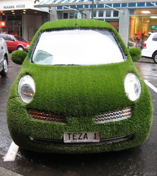 青草汽车——可能还是得吃汽油，不过被绿色装饰一新。（由dipfan供图）